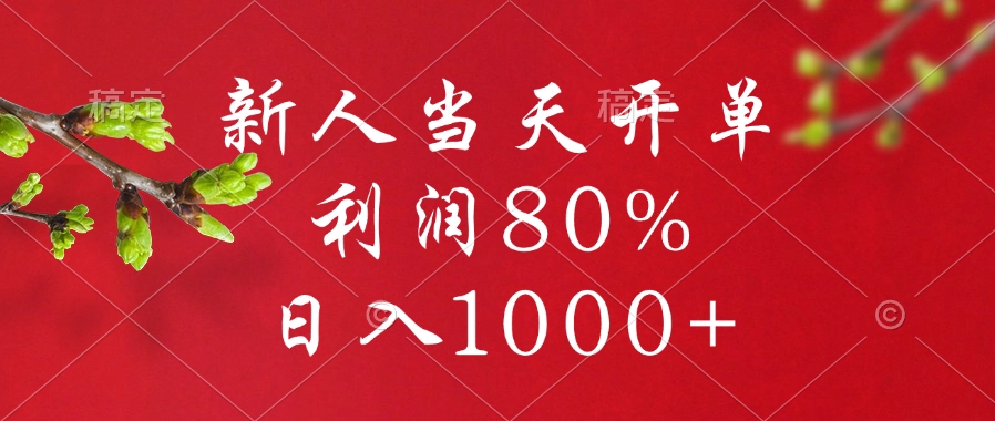 新人当天开单,利润80%,日入1000+