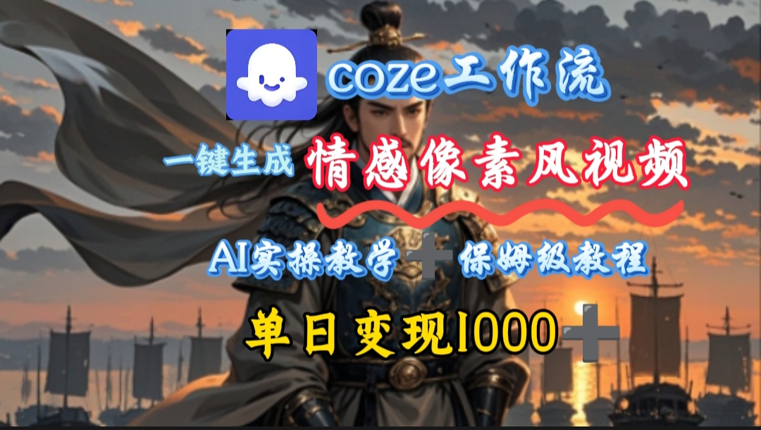 用coze工作流一键生成情感像素风视频,几分钟一条,单日变现500+