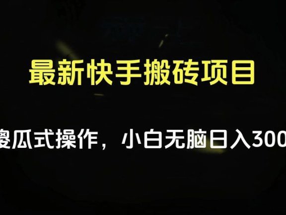 最新快手搬砖挂机项目,傻瓜式操作,小白无脑日入300-500+