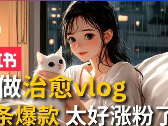 AI治愈系vlog动画视频,小红书7天 涨粉破千,商单报价1500+,0成本制作,日入2000+,有手就会