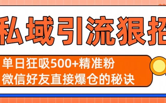 私域引流狠招:单日狂吸500+精准粉,微信好友直接爆仓的秘诀