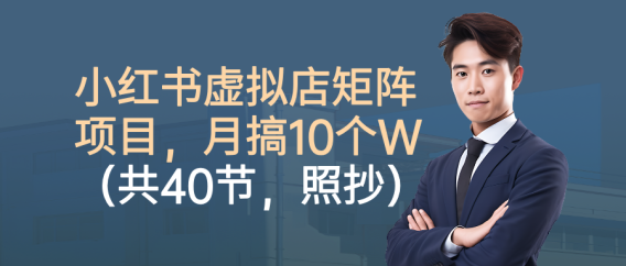 小红书虚拟店矩阵项目,月搞10W(共40节,照抄照做)